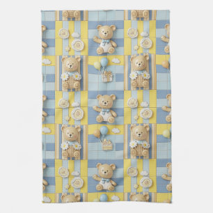 Teddy Bear Daisy Garden Pattern (7) Kitchen Towel
