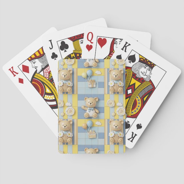 Teddy Bear Daisy Garden Pattern (7) Poker Cards (Back)