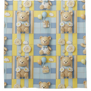 Teddy Bear Daisy Garden Pattern (7) Shower Curtain