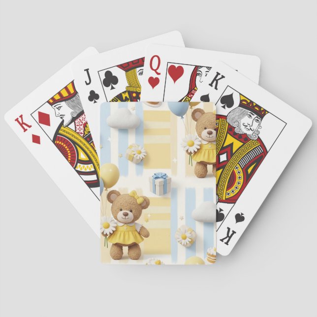 Teddy Bear Daisy Garden Pattern (8) Poker Cards (Back)