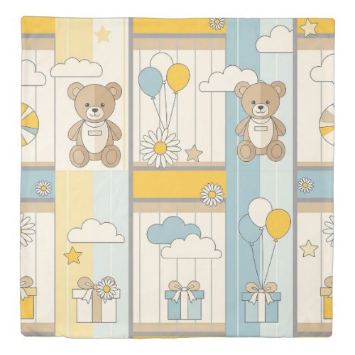 Teddy Bear Daisy Garden Pattern (9) Duvet Cover