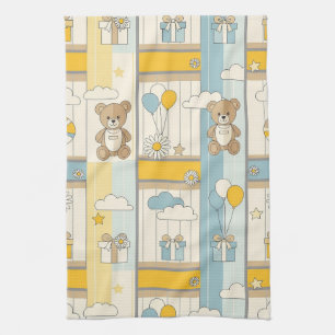 Teddy Bear Daisy Garden Pattern (9) Kitchen Towel