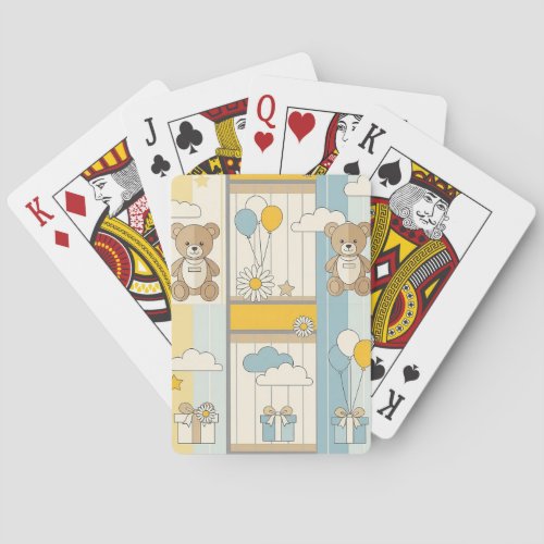 Teddy Bear Daisy Garden Pattern (9) Poker Cards