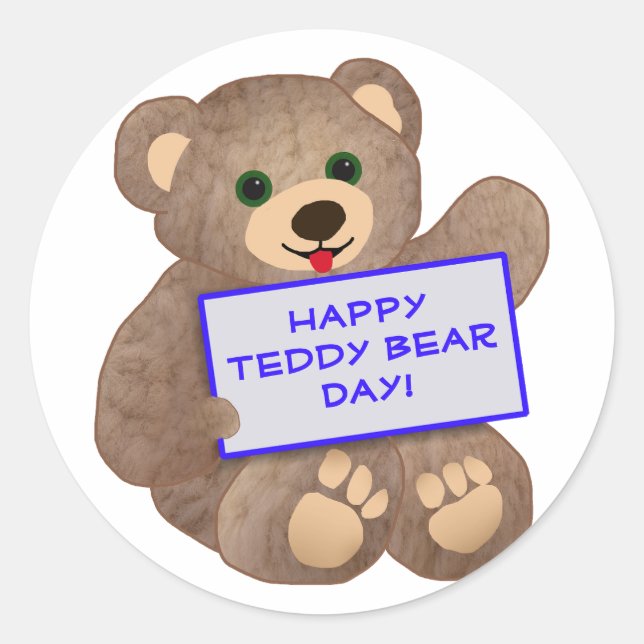 Teddy Bear Day Classic Round Sticker (Front)