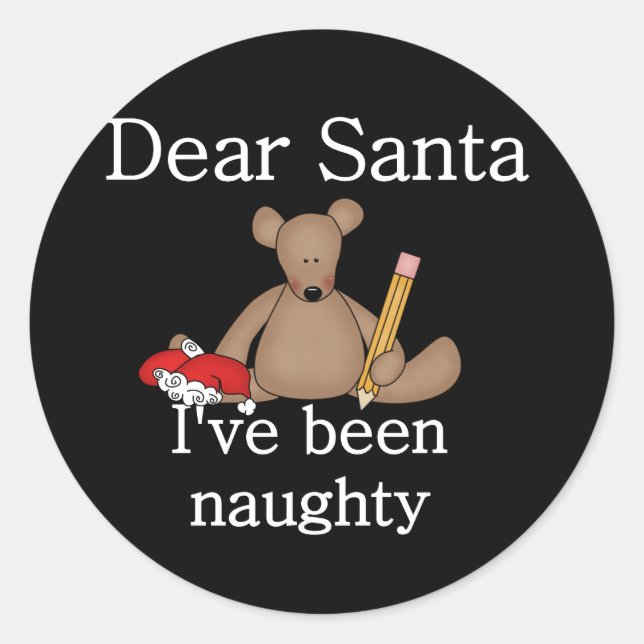 Teddy Bear Dear Santa Classic Round Sticker (Front)