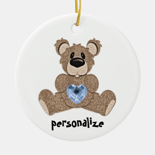 Teddy Bear December Birthstone Ornament