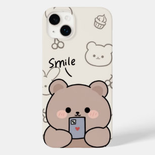 teddy bear design with matte cream color Case-Mate iPhone 14 plus case