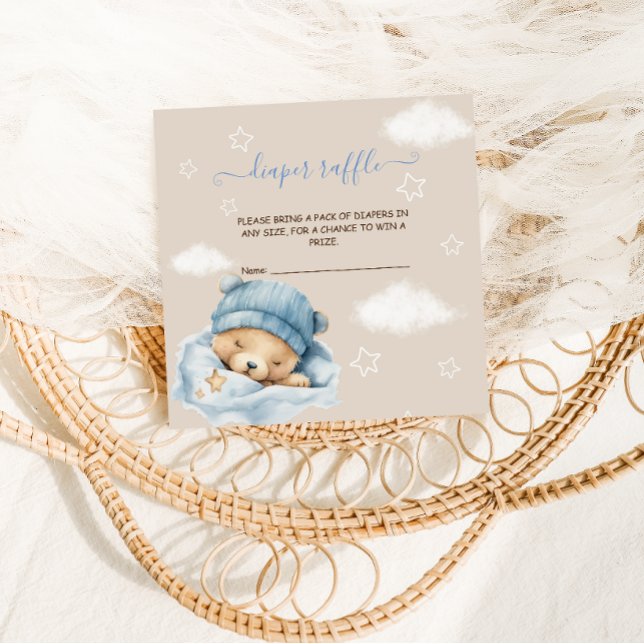 Teddy Bear Diaper Raffle Baby Boy Shower  Enclosure Card (Creator Uploaded)