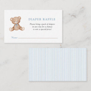 Teddy Bear Diaper Raffle Baby boy shower Enclosure Card