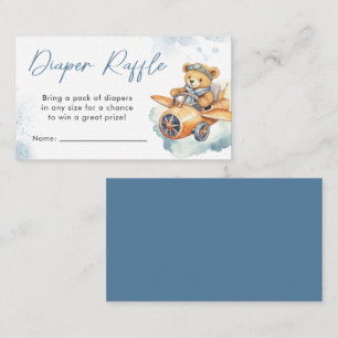 Teddy Bear Diaper Raffle Boy Baby Shower Enclosure Card