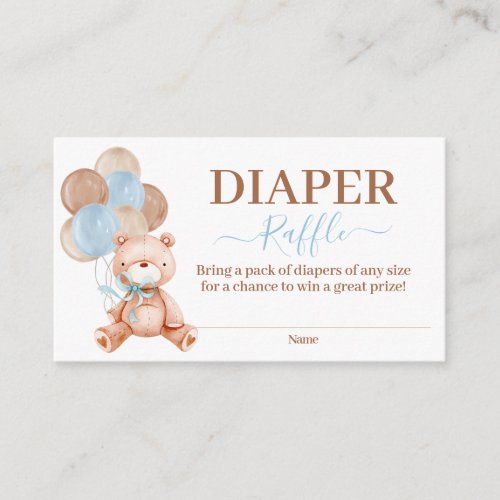 Teddy Bear Diaper Raffle Enclosure Card