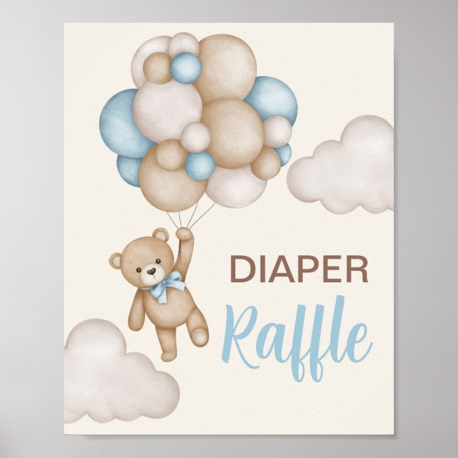 Teddy Bear Diaper Raffle Sign (Front)