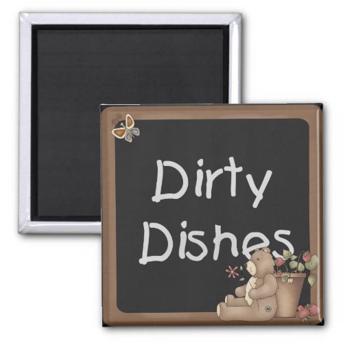 Teddy Bear Dirty Dishes Dishwasher Magnet