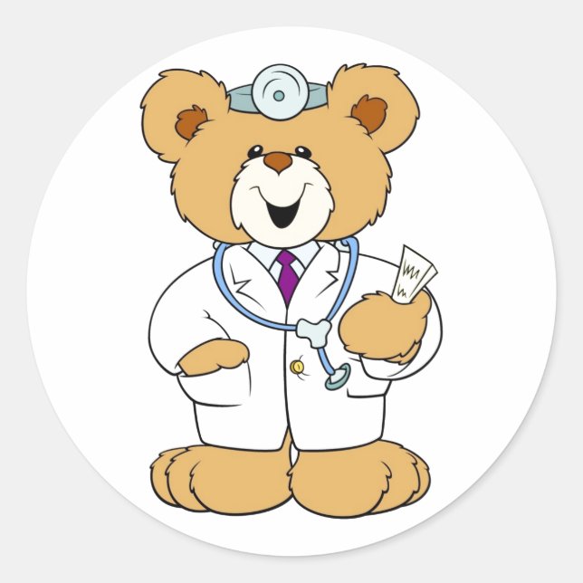 Teddy Bear Doctor Classic Round Sticker (Front)