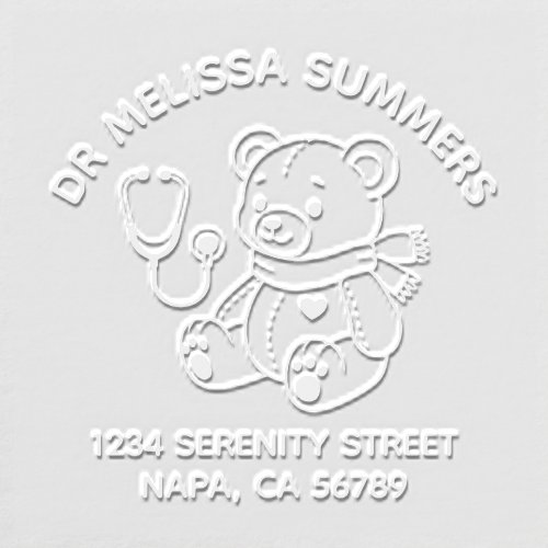 Teddy Bear Doctor Pediatrician Arch Address Embosser