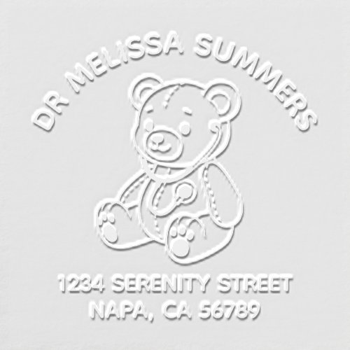 Teddy Bear Doctor Pediatrician Arch Address Embosser