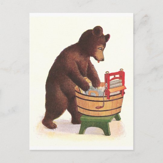 Teddy Bear Does the Laundry Postcard