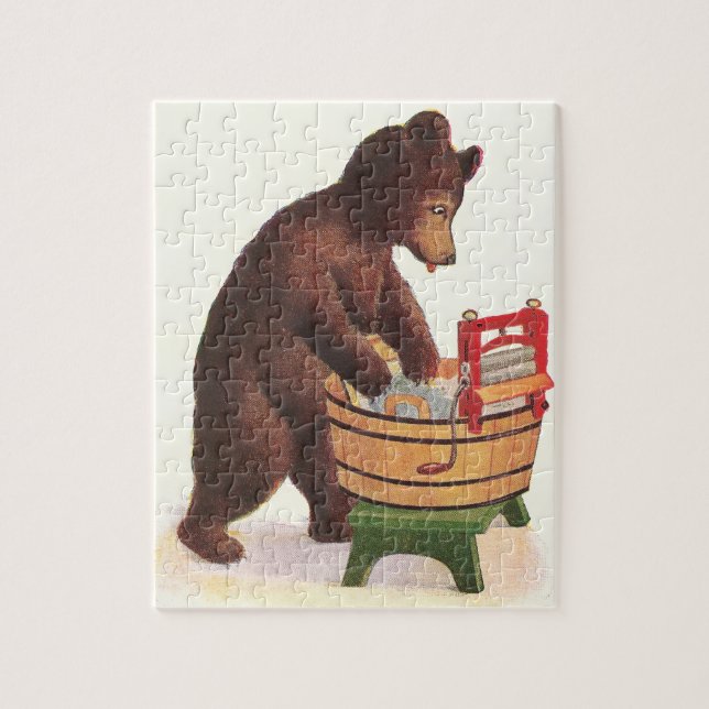 Teddy Bear Doing Laundry Jigsaw Puzzle (Vertical)