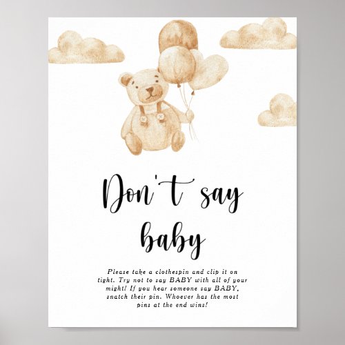 Teddy Bear Dont say baby Poster