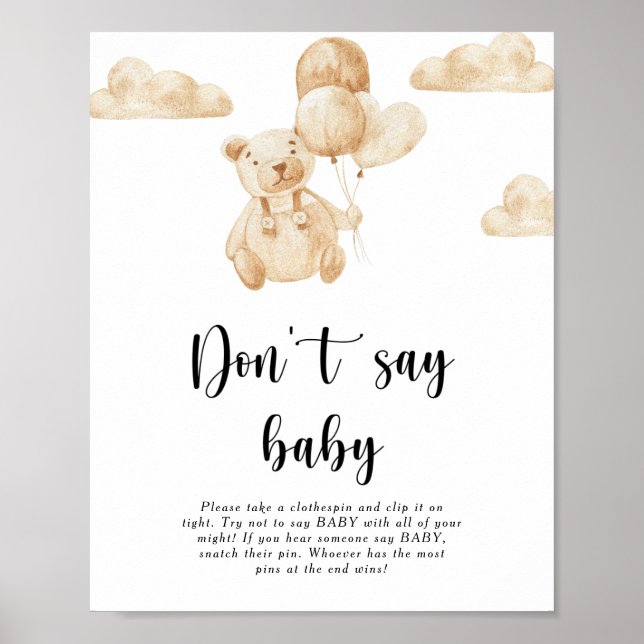 Teddy Bear Don't say baby Poster (Front)