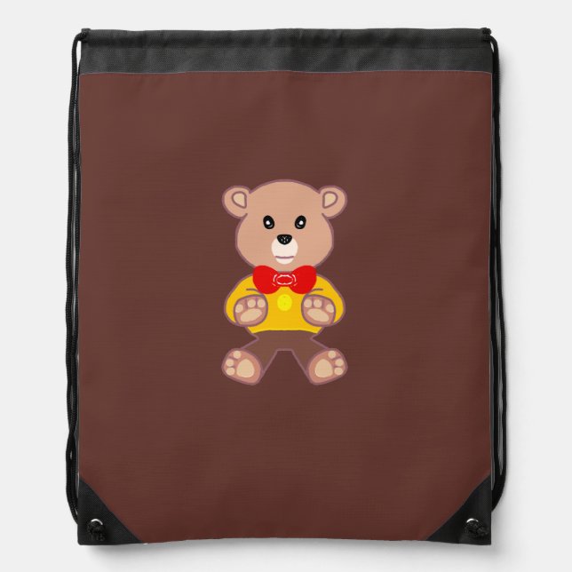 Teddy Bear  Drawstring Bag (Front)