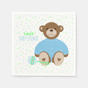 Teddy Bear Dressed in Blue Baby Shower Napkins