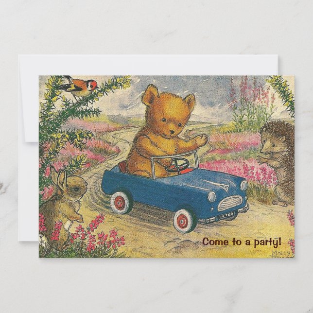 Teddy Bear Drive Birthday Party Invitation (Front)