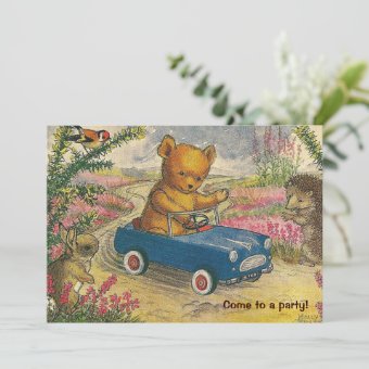 Teddy Bear Drive Birthday Party Invitation | Zazzle