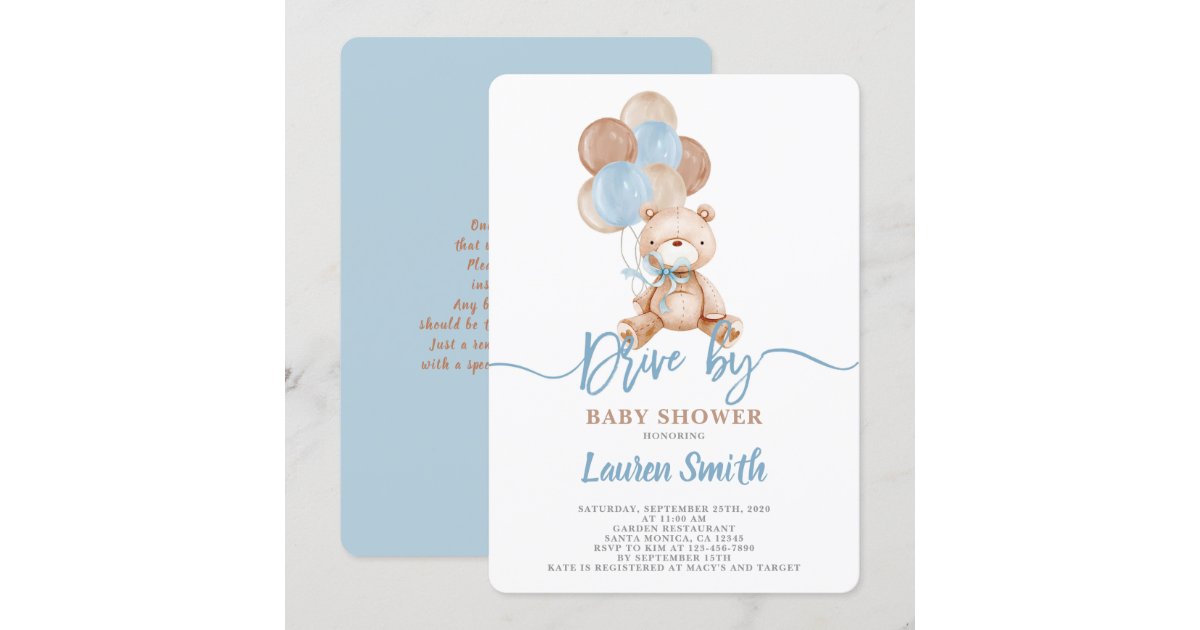 Teddy Bear Drive by Baby Shower Boy Invitation Zazzle