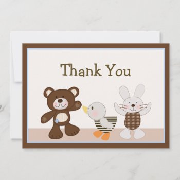 Teddy Bear Duckie Bunny Thank You Card by Personalizedbydiane at Zazzle