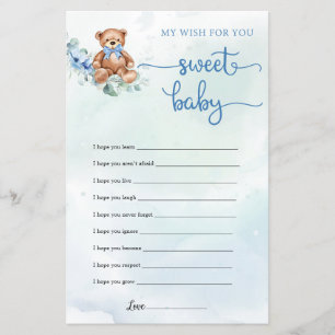 Teddy Bear Eucalyptus Wreath Boy Baby Shower Game