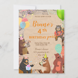 Teddy Bear Explorer Birthday Invitation