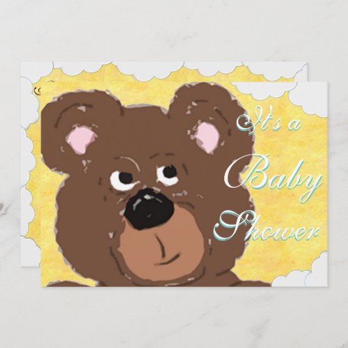 Teddy Bear Face Baby Shower Invitation