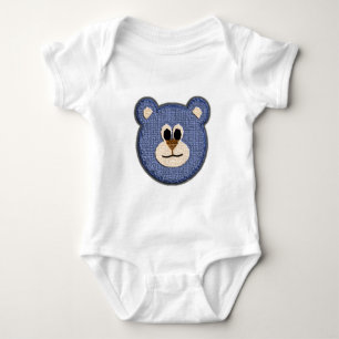 Teddy Bear Face Blue Baby Bodysuit