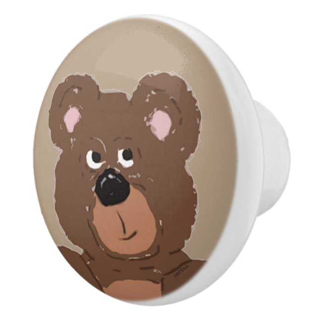 Teddy Bear Face Ceramic Knob (Right)