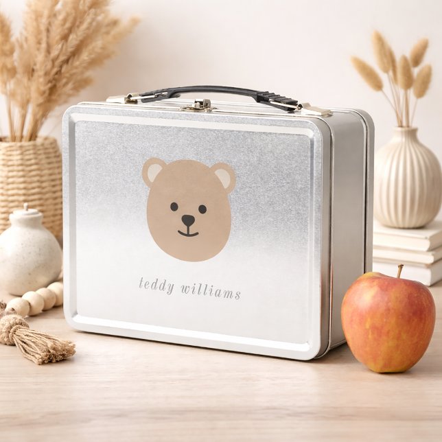 Teddy Bear Face Metal Lunch Box (Zazzle Teddy Bear Face Metal Lunch Box)