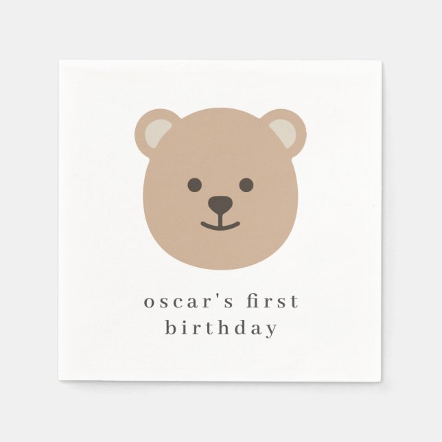Teddy Bear Face Paper Napkin (Front)