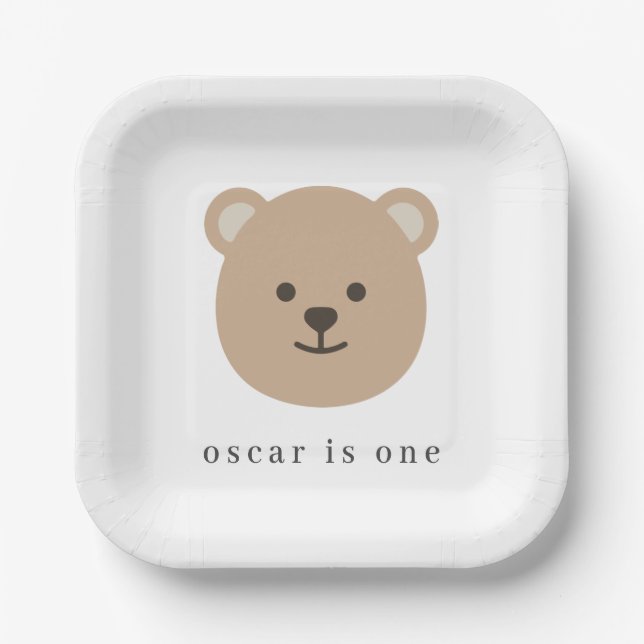 Teddy Bear Face - Paper Napkin Plates (Front)