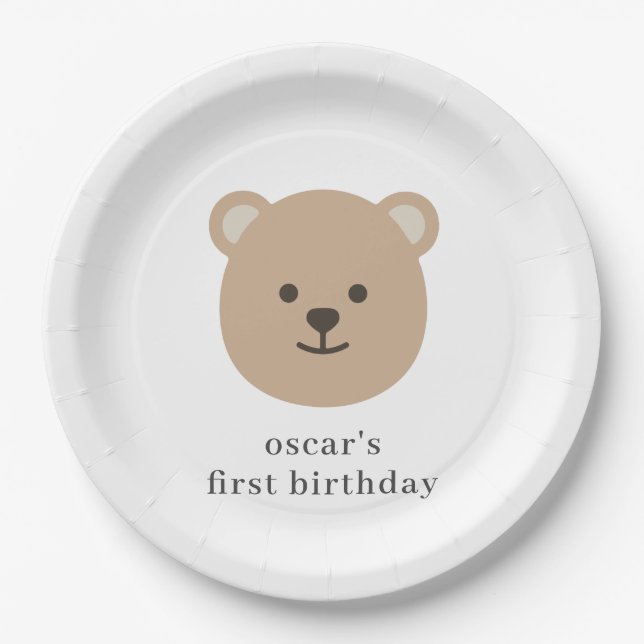 Teddy Bear Face Paper Plates (Front)