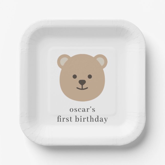 Teddy Bear Face Paper Plates (Front)