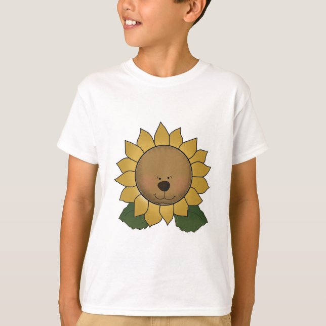 Teddy Bear Face Sunflower T-Shirt (Front)