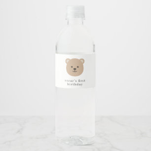 Teddy Bear Face - Water Bottle Label