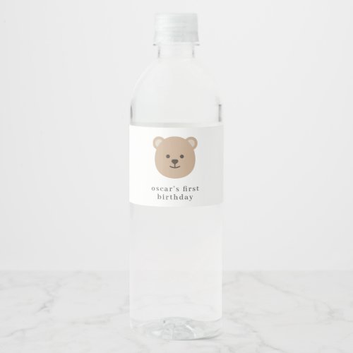 Teddy Bear Face _  Water Bottle Label