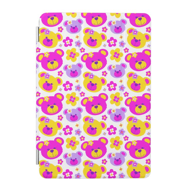 Teddy bear faces and flowers iPad Air cover (Front)