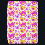 Teddy bear faces and flowers iPad Air cover<br><div class="desc">Fun bold bright shades of pink,  purple,  yellow and white teddy bear faces and graphic flowers repeat patterned iPad Air cover. Graphic uniquely designed by Sarah Trett.</div>