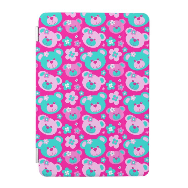 Teddy bear faces and flowers ipad cover (Front)