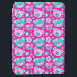 Teddy bear faces and flowers ipad cover<br><div class="desc">Fun shades of pink and aqua teal blue green teddy bear faces and graphic flowers repeat patterned ipad cover. Graphic uniquely designed by Sarah Trett.</div>