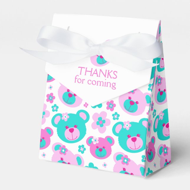 Teddy bear faces and flowers thank you gift box (Front Side)