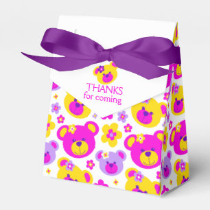 Teddy bear faces and flowers thank you gift box