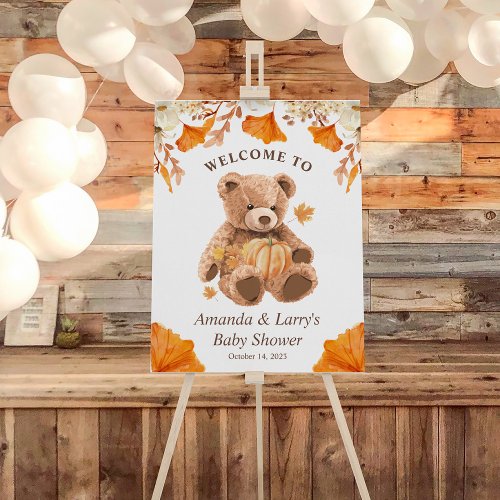 Teddy Bear Fall Baby Shower Welcome Sign